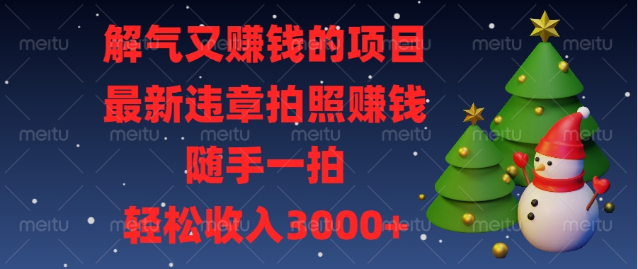 最新违章拍照赚钱，随手一拍，解气又赚钱的项目，轻松收入3000+-蓝海项目网_项目资源_网络赚钱副业分享_创业项目_兼职副业_中创网_抖音教程